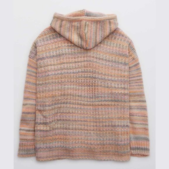 AERIE Street Comfy Oversized Chunky Knit Wool Blend Sweater Hoodie Medium - Picture 6 of 11